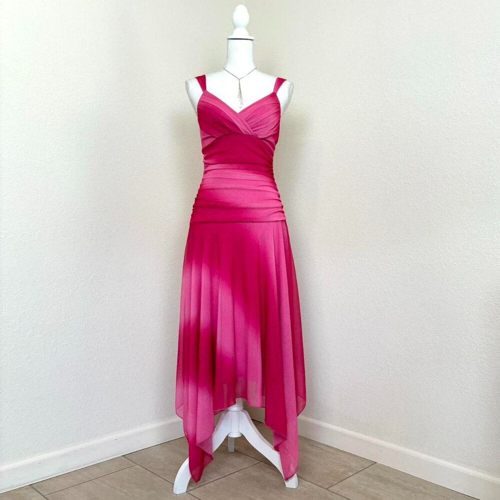 Vintage 2000s pink sparkly tie-dye empire waist maxi dress
